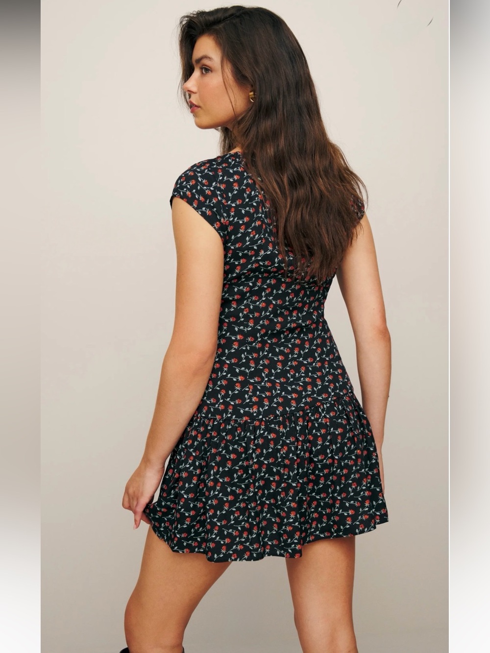 Reformation Olencia Floral Mini Dress Black Orange Size 2 - Picture 9 of 9